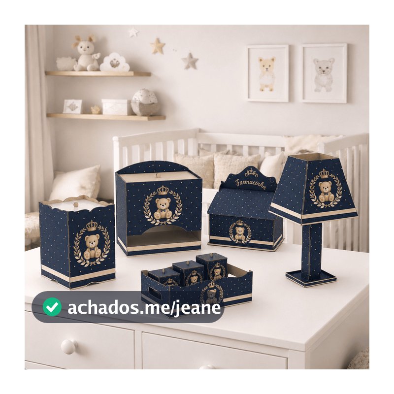 Kit Higiene adesivado menino Mdf Mult Uso Pronta Entrega