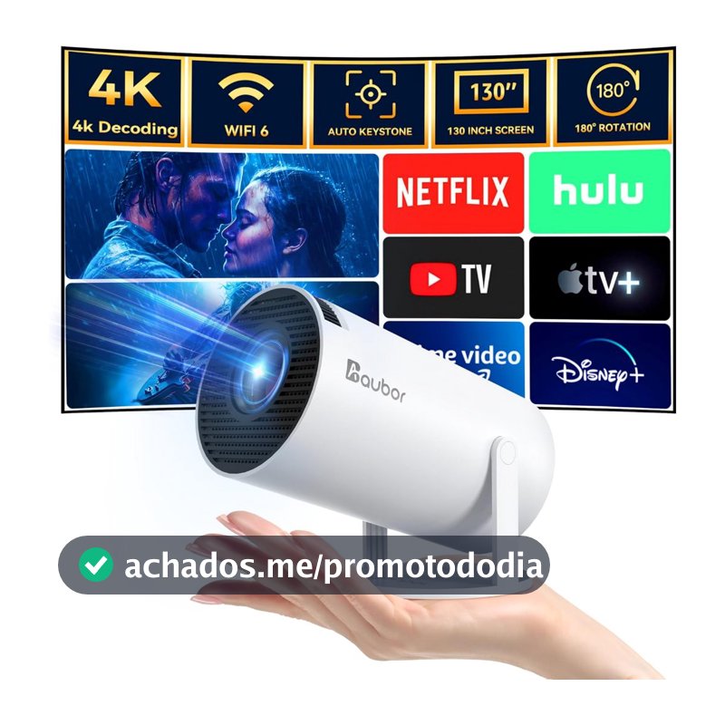 Projetor HY300 Original Portátil Smart Android 11 4K Ultra HD HDMI Wifi Bluetooth Alto Falante Embutido