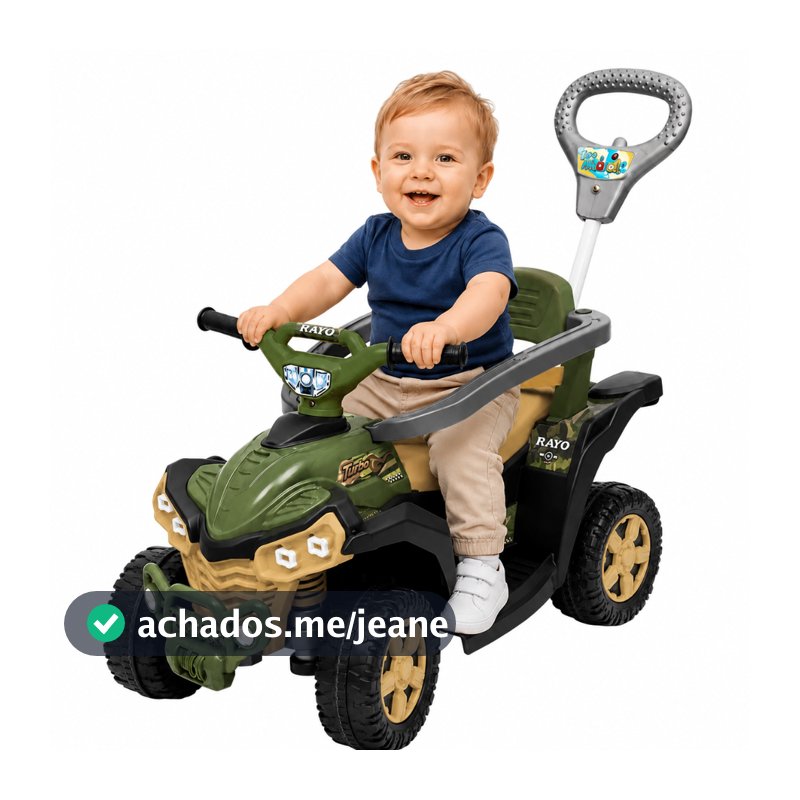 Carrinho de Passeio Infantil Quadriciclo Andador Empurrador Com Buzina e Cinto de Segurança