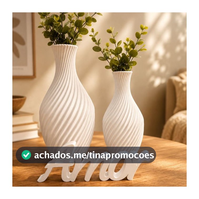 Kit Decoração Vasos Espiral Folhagem Artificial Letreiro Amor Enfeite Sala Rack Aparador Mesa Presente Namorados