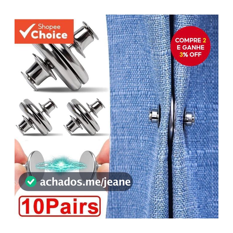 3/6/10 pares de botão magnético de cortina sem unhas destacável janela fechar fivela acessórios de clipe de ajuste
