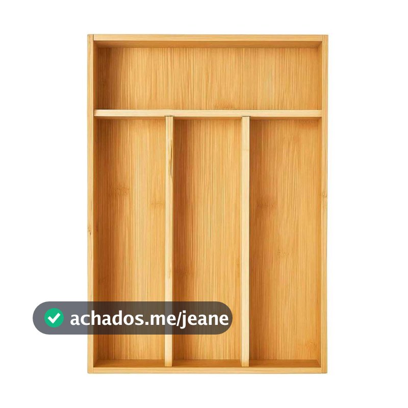 Porta Talheres Gaveta Em Bambu 4 Divisórias