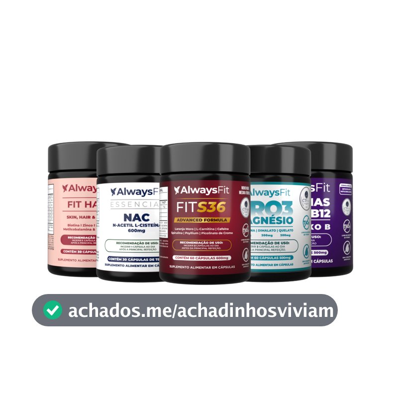 Kit FitS36 + Pro3Magnésio + NAC + FitHair + Complexo B AlwaysFit | 5 Suplementos