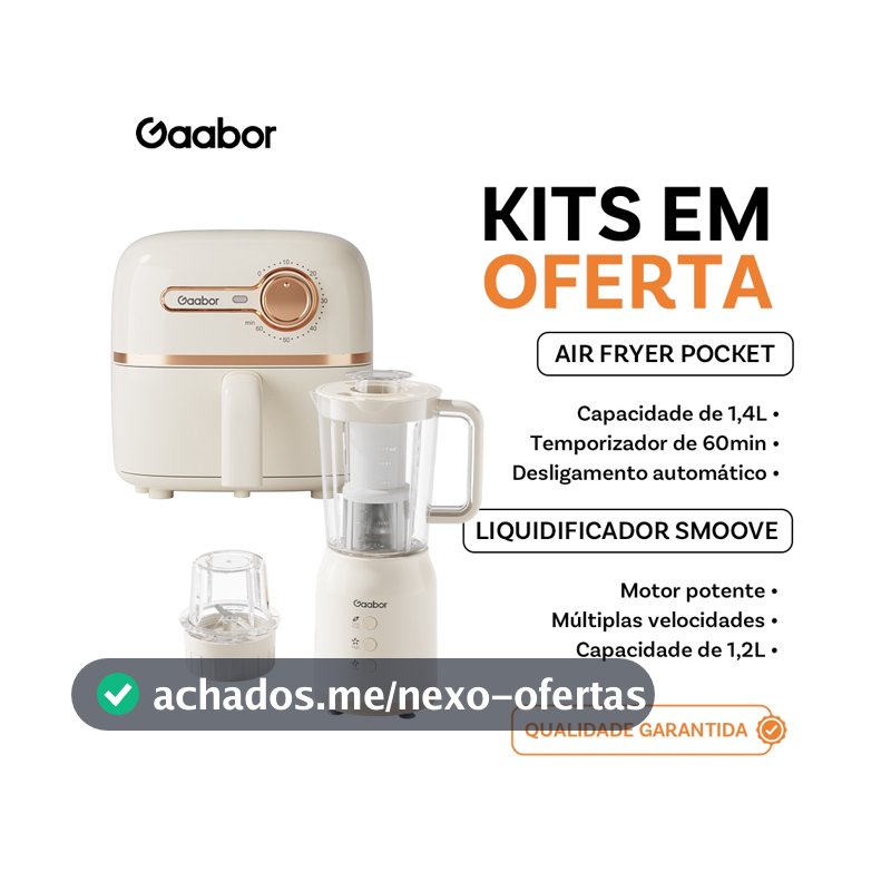 [Oferta Combinada]Gaabor Air Fryer 1,4L Controle de Temperatura Timer Unico + Eletrodomésticos de cozinha