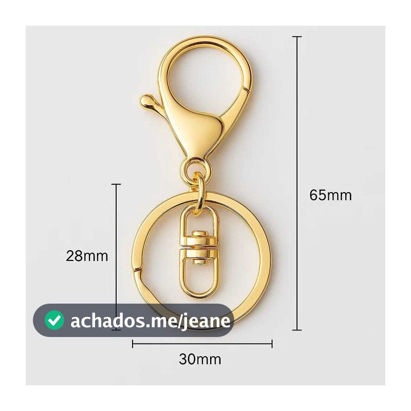 Kit Argola Chaveiro Com Mosquetão Metal Dourado Conjunto Mochila Bolsa Artesanato Acessório