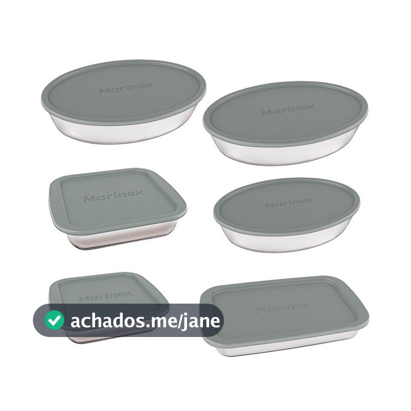 Conjunto Assadeira Marinex 1576 com Tampa Cinza 6 Peças