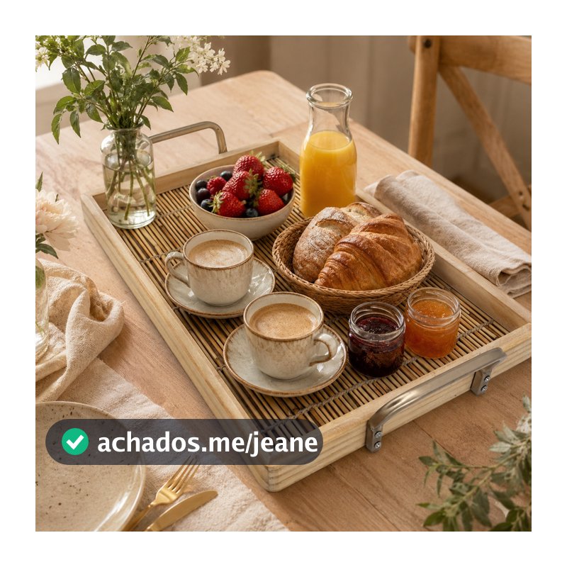 Bandeja Retangular Madeira 40cm Rústica Café Brunch Recepção