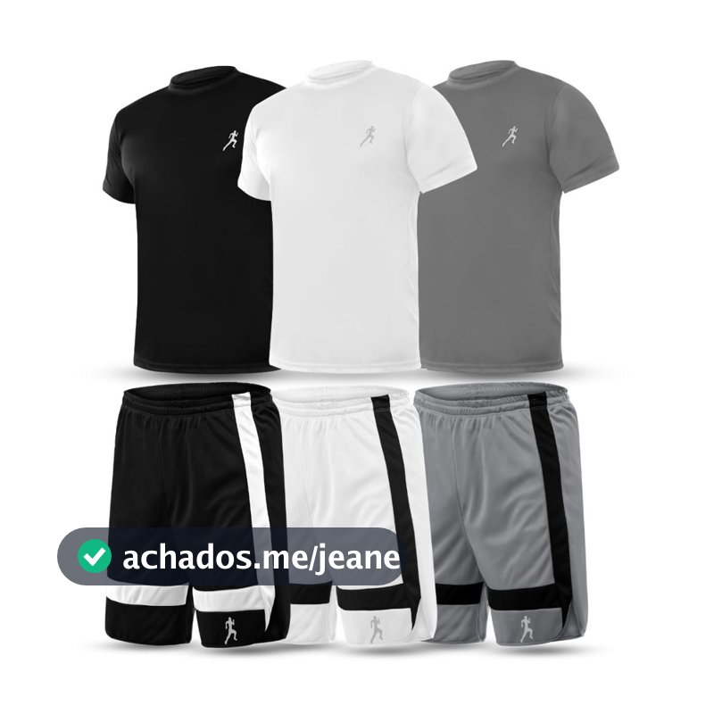 Kit 3 camisetas Camisas Masculina Boneco + 3 Bermudas Shorts Academia Dupla