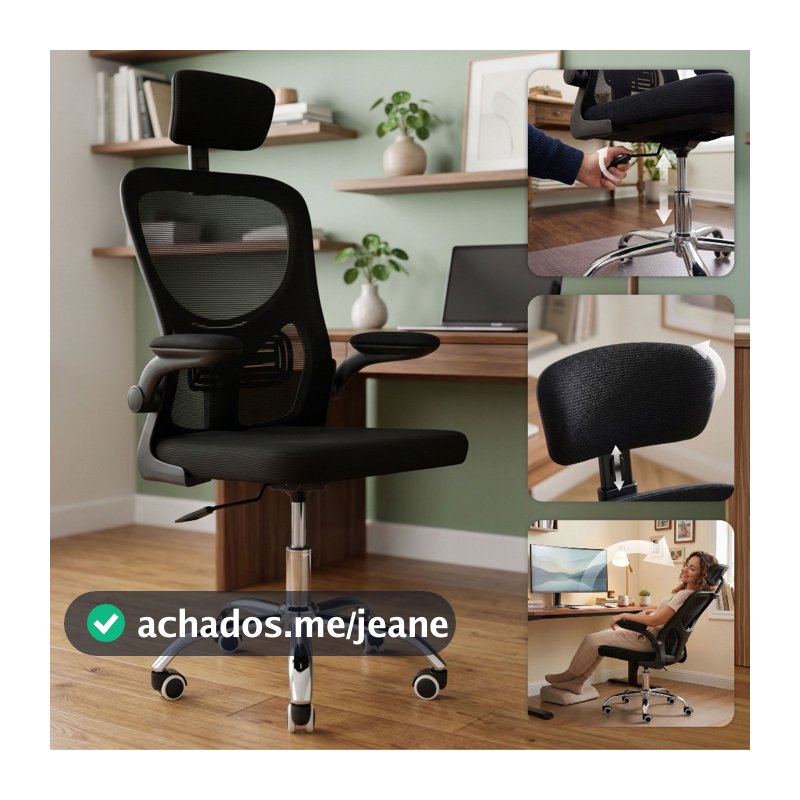 Cadeira Escritório Premium Giratória Com Encosto Mesh Base Giratória