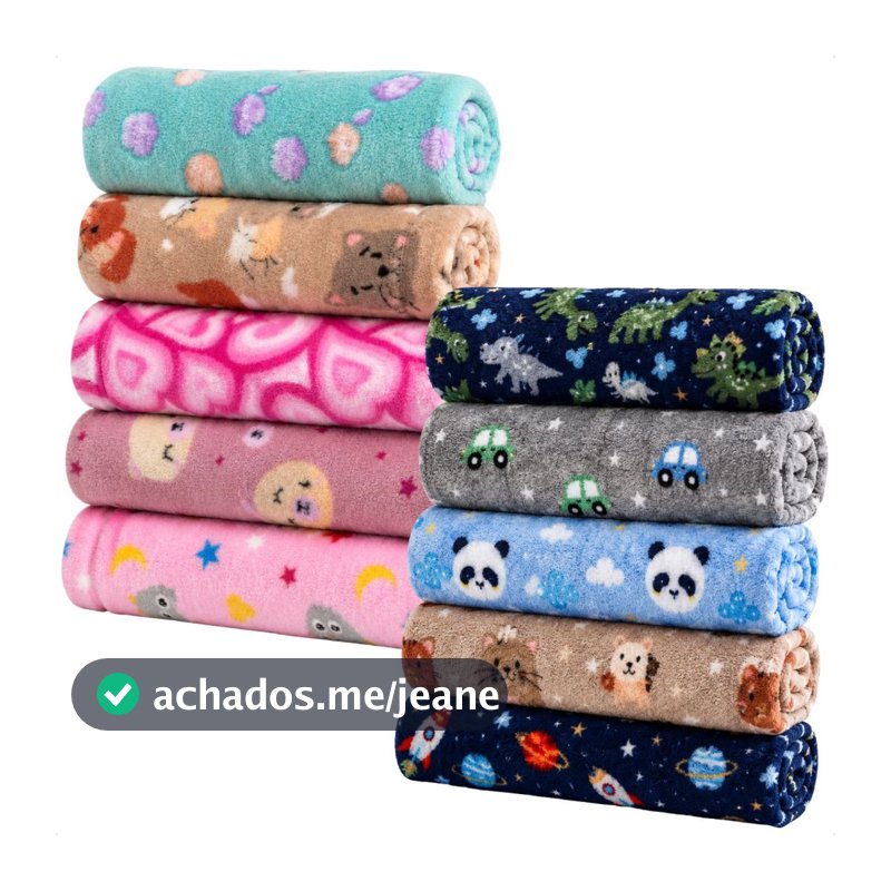 Kit 3 Mantas quentinha Baby Microfibra Soft Estampas e Lisas Menino E Menina