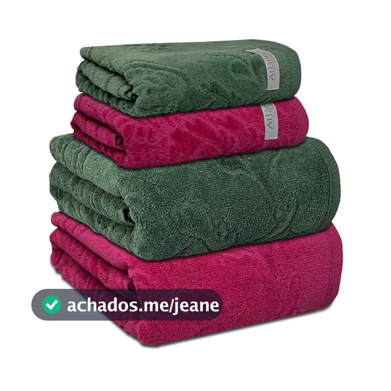 Jogo/Kit 4 Toalhas 2 Banho + 2 Rosto Amalfi Premium Fio Penteado 100% Algodão Grossa Macia Atlântica