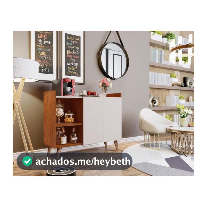 Aparador Buffet Cantinho Café Decoração Sala Jantar Estar Cozinha 2 Portas Prateleira Organizadora