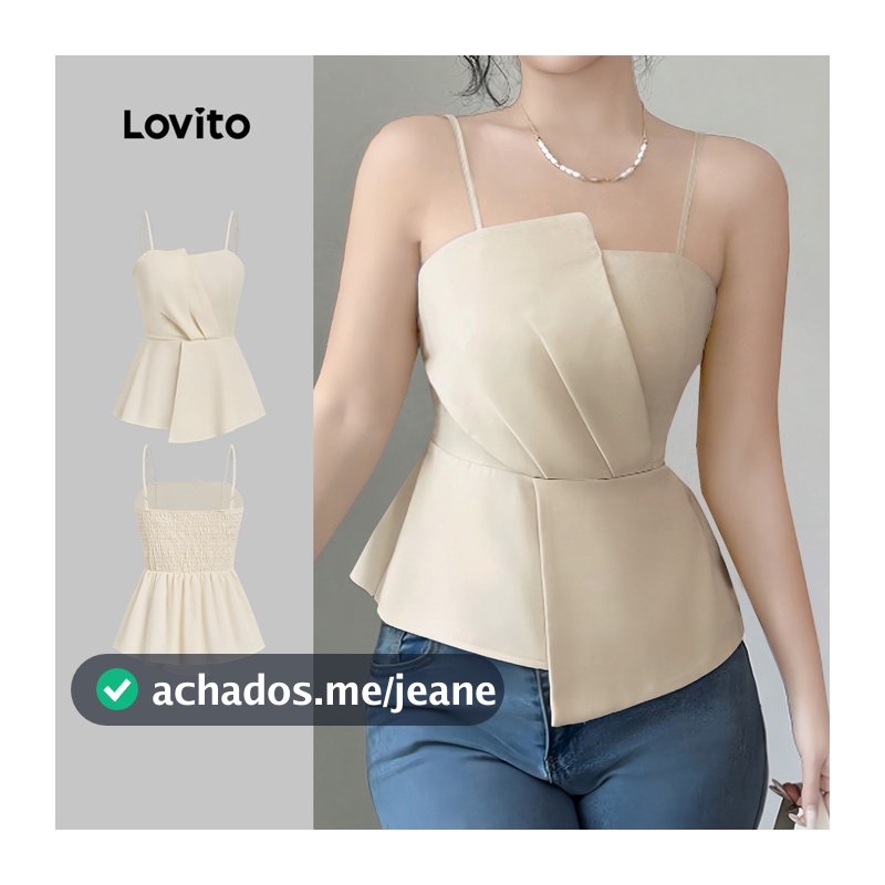 Lovito Casual Top Assimétrico Amarração Delicado Formal Oficial Primavera/Verão Elegante Cáqui Feminino L177ED291