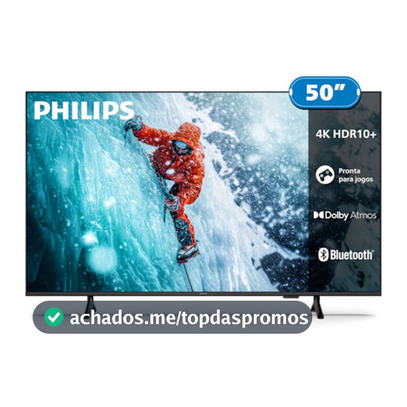 Smart TV Philips 50 Polegadas 4K 50PUG7300/78 UHD Titan OS Pixel Precise Comando de Voz