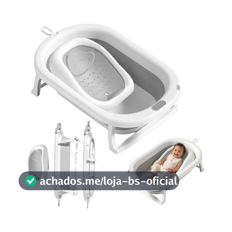 Banheira de Bebe Infantil Dobrável Portátil Enxoval Encosto Antiderrapante Pipdip