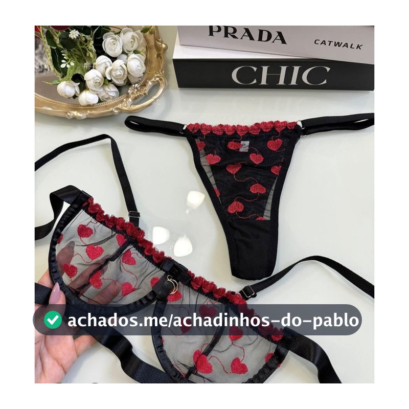 Conjunto lingerie calcinha sutiã  com aro moda intima Gringa tule Bordado