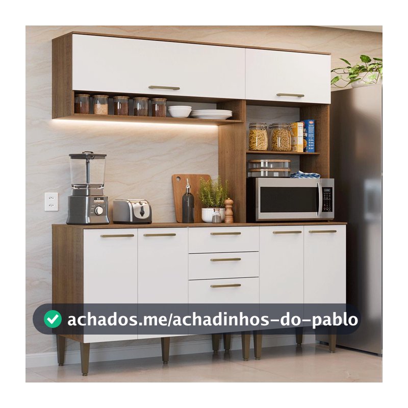 Armário de Cozinha Completa 165 cm Rustic/Branco Lille Madesa 01