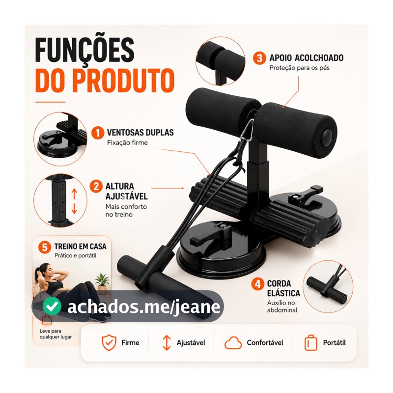 Aparelho Abdominal Ventosa Unissex Fitness Auxiliar Equipamento Treino em Casa Dispositivo Pé Fixo