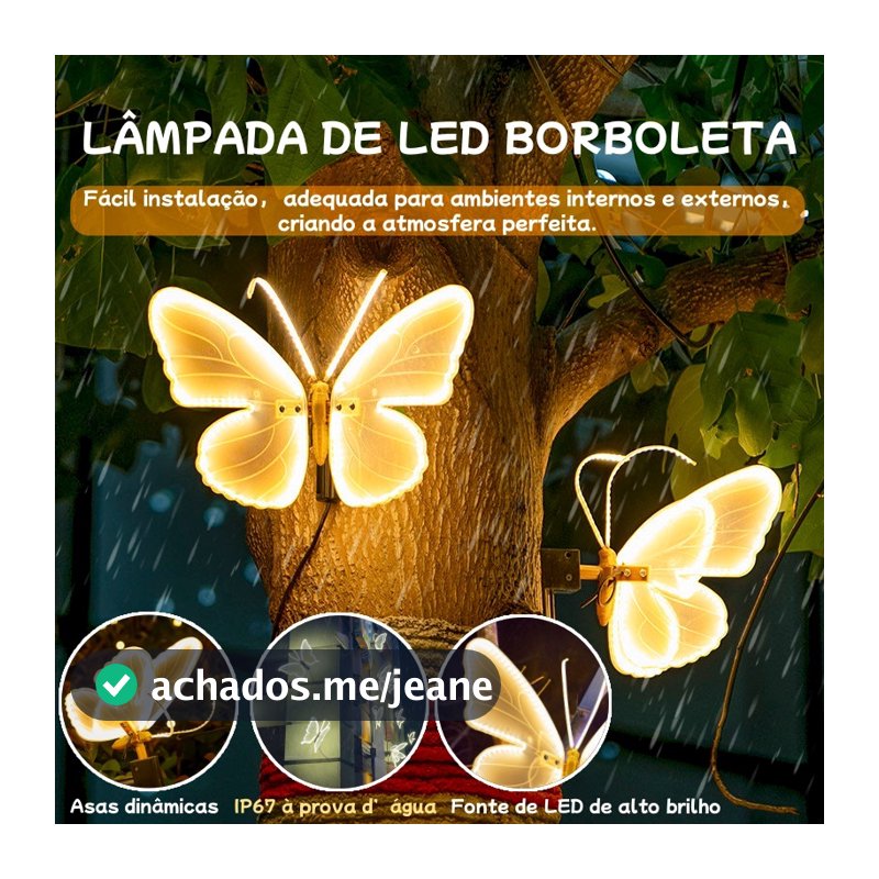 Borboleta De Led Movimento Enfeite Casamento Decoração Festas Externo40cm Prova De Agua,Asas de borboleta iluminadas