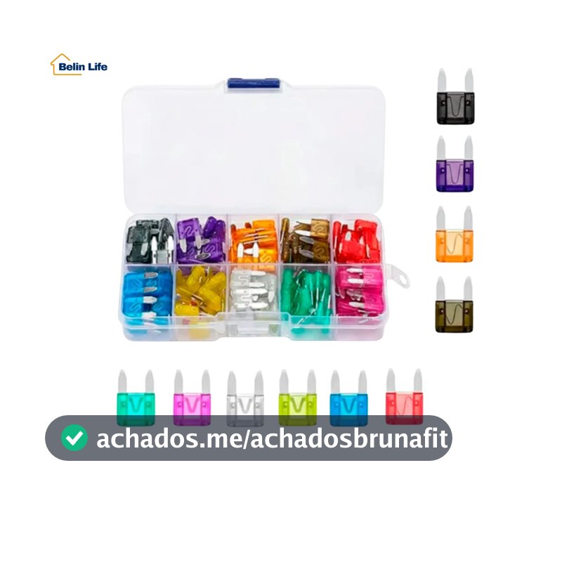 Kit Fusivel de Carro e Moto Tipo Lamina Colorido Com Estojo Organizador 120 Pecas 2A ate 35A