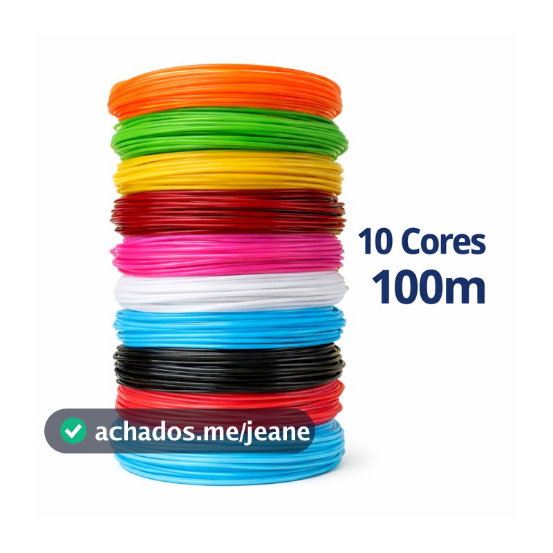 Refil Filamento Pla 1.75mm Kit 10 Cores Variadas 100m para Caneta 3d e Impressora 3d