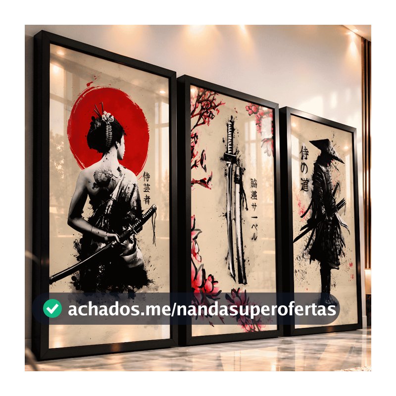 Quadros Decorativos Grande Samurai Oriental Japonês Sala Quarto