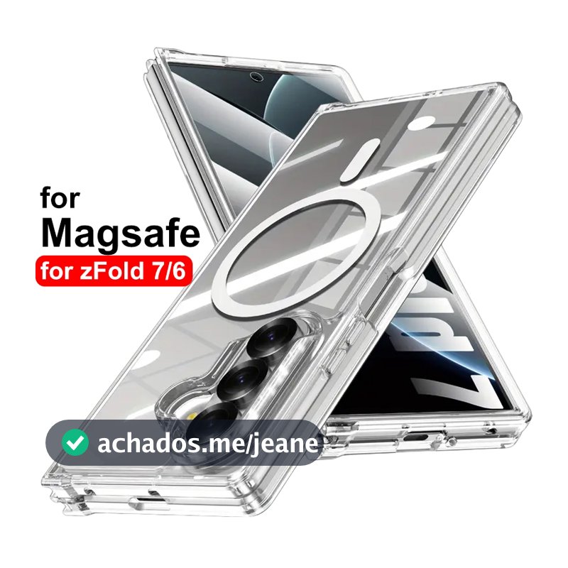 Capinha Capa Para Z Fold 6 / Z Fold 7 Silicone Transparente Magsafe Anel Protetor Anti Impacto Case