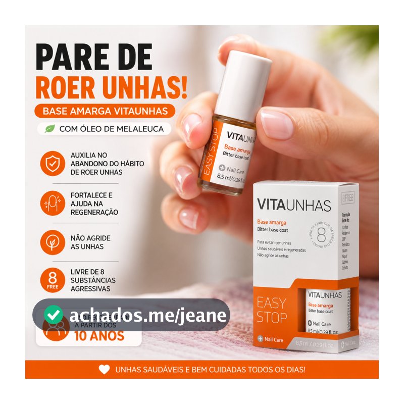 Base Amarga Para Não Roer Unhas Vitaunhas Óleo de Melaleuca Fortalecedor de Unhas Anti Onicofagia 8,5ml