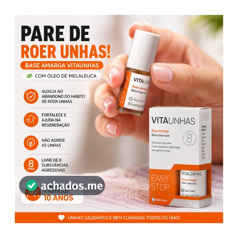 Base Amarga Para Não Roer Unhas Vitaunhas Óleo de Melaleuca Fortalecedor de Unhas Anti Onicofagia 8,5ml