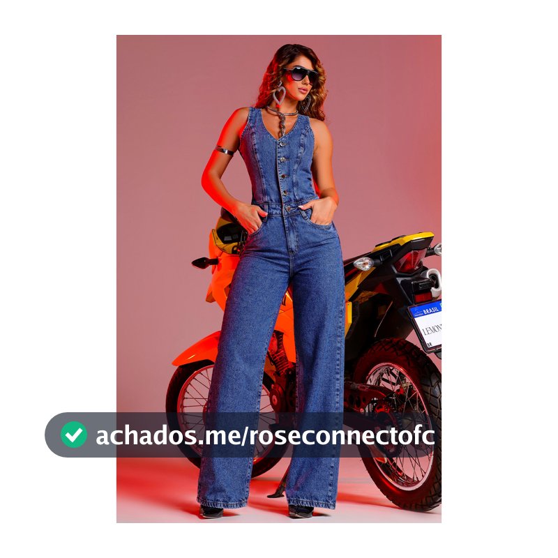 MACACÃO JEANS WIDE DETALHE DE RECORTES 100% ALGODÃO