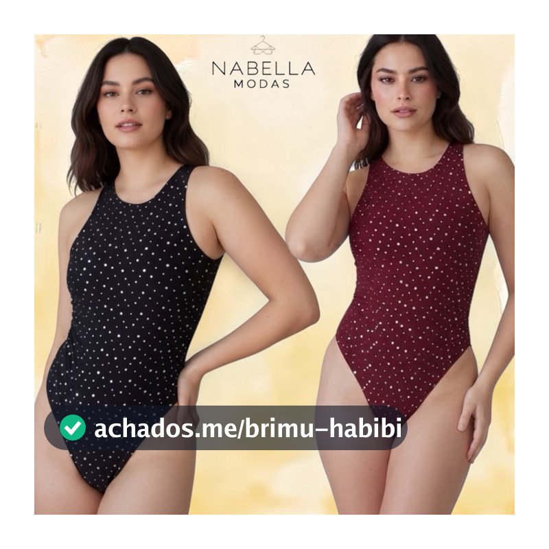 Body Feminino com Strass e Brilho Forrado Sem Bojo Chic Elegante