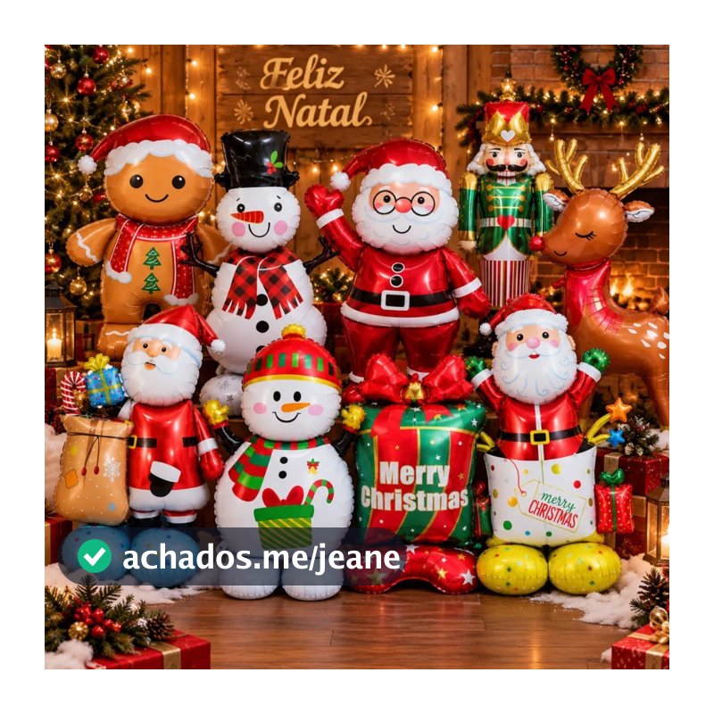 Balões Natal 3d Decoração Festa 125cm Papai Noel Com Base Boneco de Neve