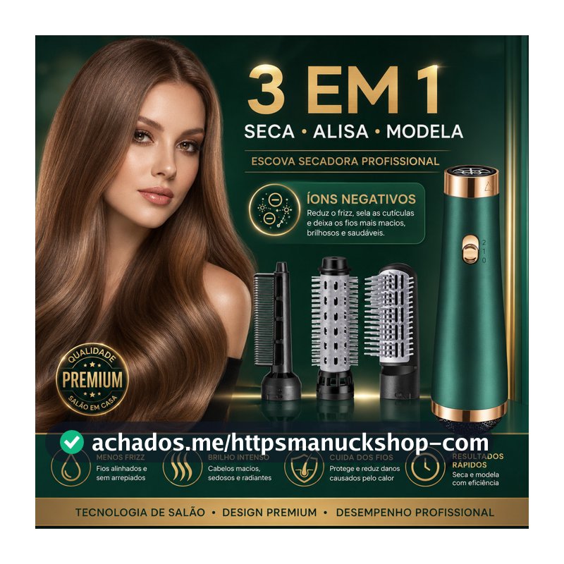 Escova Secadora 3 Em 1 Íon Negativo 110V Secador De Cabelo Pente De Ar Quente Modelador Profissional