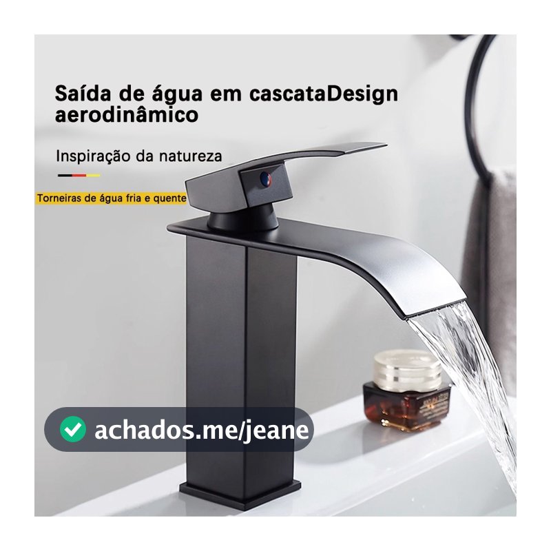Torneira Banheiro quadrada Inox 304 preta duas entradas quente e fria torneira de armário de banheiro preto