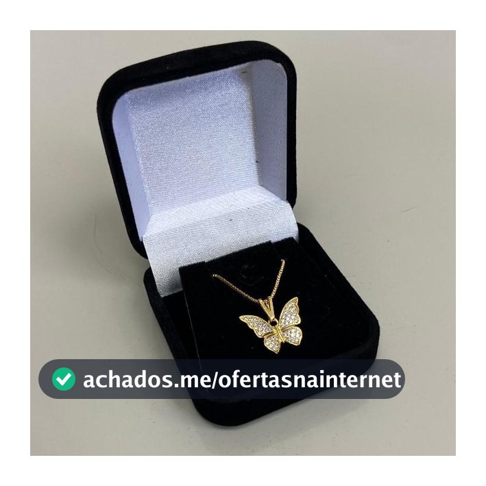 Colar Feminino Borboleta Zircônia Caixinha Cordão Veneziano Banhado a Ouro 18k