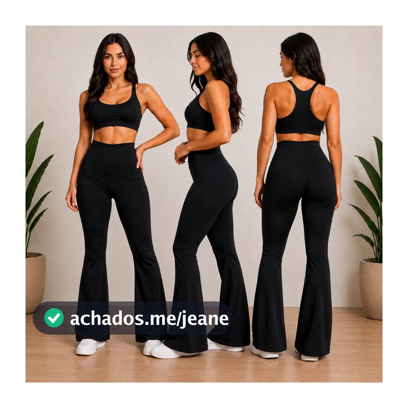 Calça Flare Feminina Suplex Premium Cintura Alta Modeladora Boca de Sino Zero Transparência