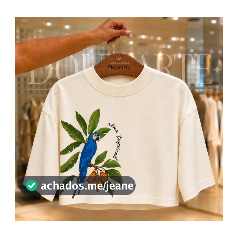 Cropped Oversized Inspiração Rio Tropical Feminino Estampado Tendência - Envio Rápido