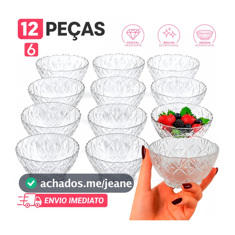 Conjunto Jogo de Taças Sobremesa Tigela Toffee Rocks 150ML Elegância em Vidro Resistente
