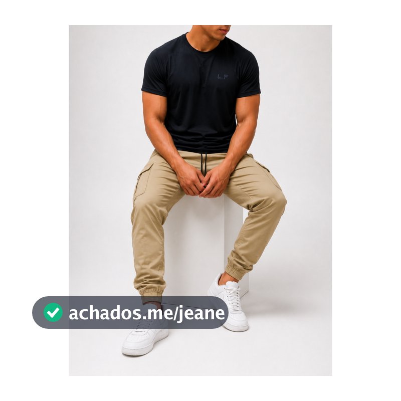 CALÇA CARGO JOGGER SARJA COM PUNHO MASCULINA SKATE