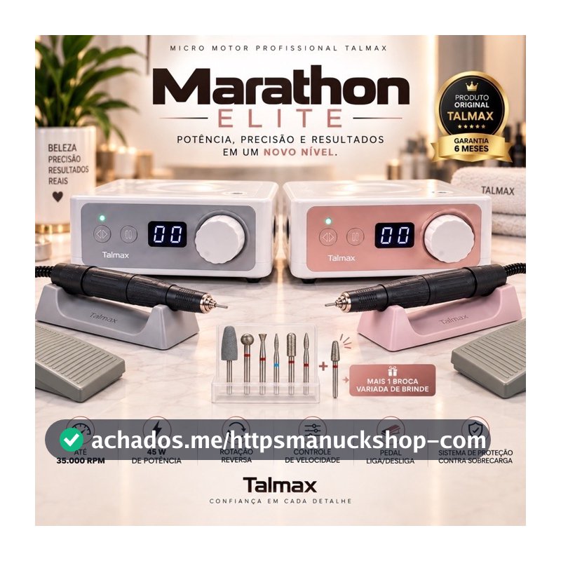 Micro Motor Marathon Original Talmax 35.000RPM 45W Bivolt Profissional Designer Nails + Broca BRINDE🌟I