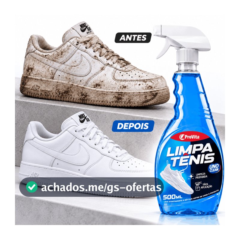 Limpa Tênis À Seco Spray Premium 500ml Remove Sujeira Pesada Renova Calçado Branco Colorido Branqueia Solado Encardido