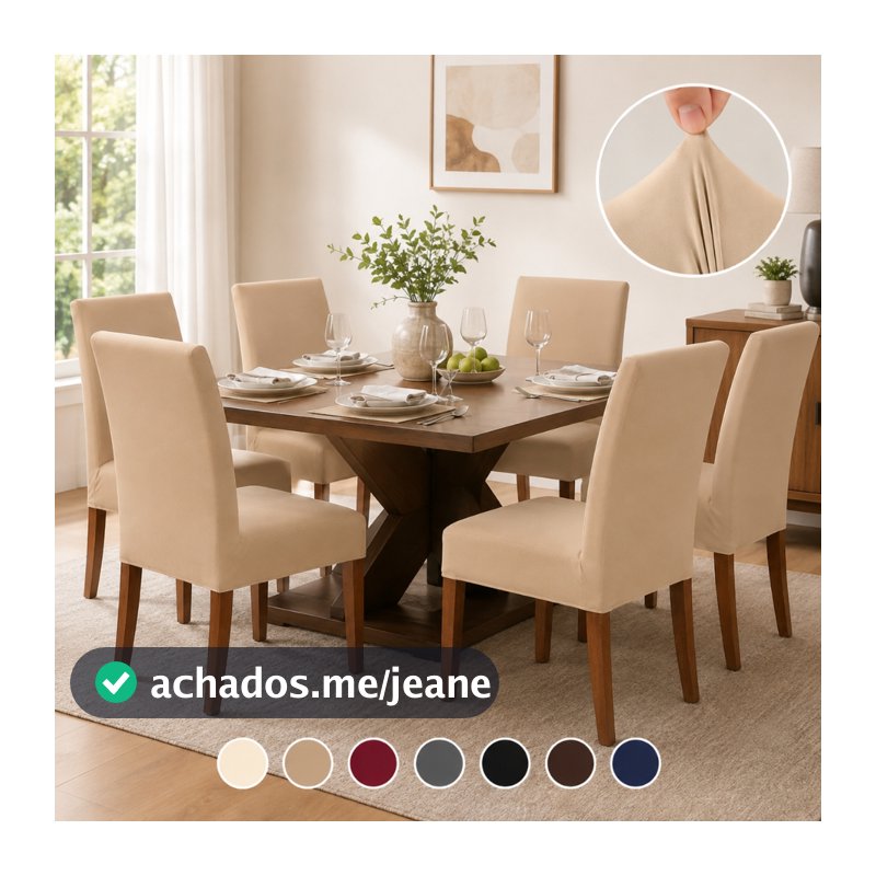 Kit Capas Para Cadeira Jantar Com Elástico 2 4 6 Ajustável Sala Cozinha Malha Gel Protetora Lavável Premium