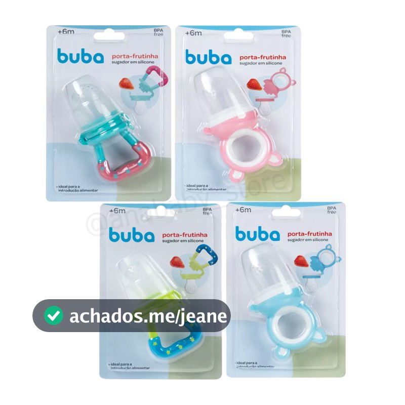 Porta Frutinha Alimentadora Silicone Azul Rosa Buba Menina Menino