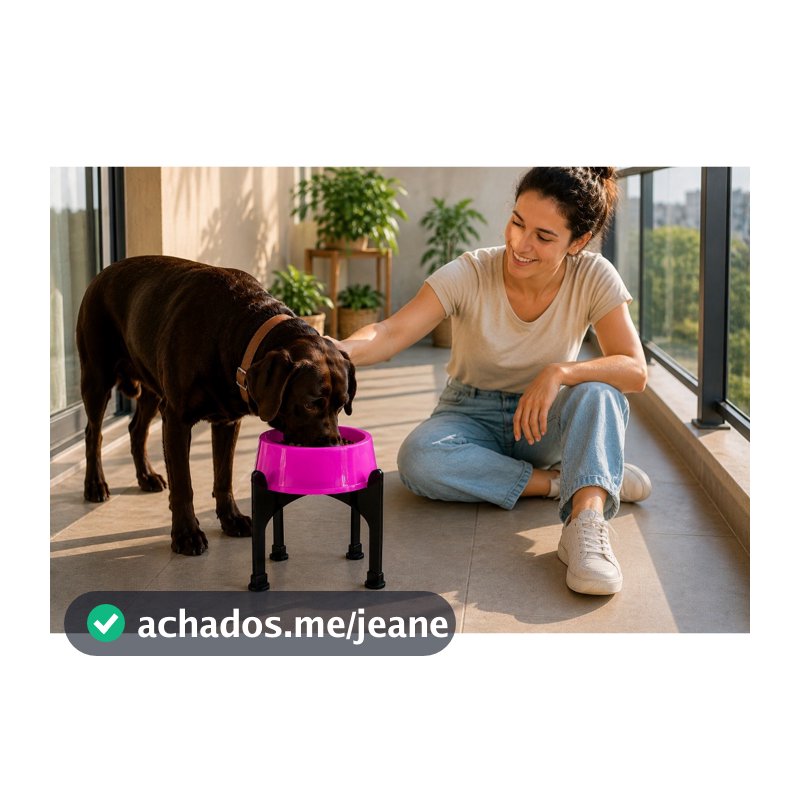 Kit Comedouro para Cachorro G Color + Suporte Alto Porte G Preto 1.500 ml BPA free
