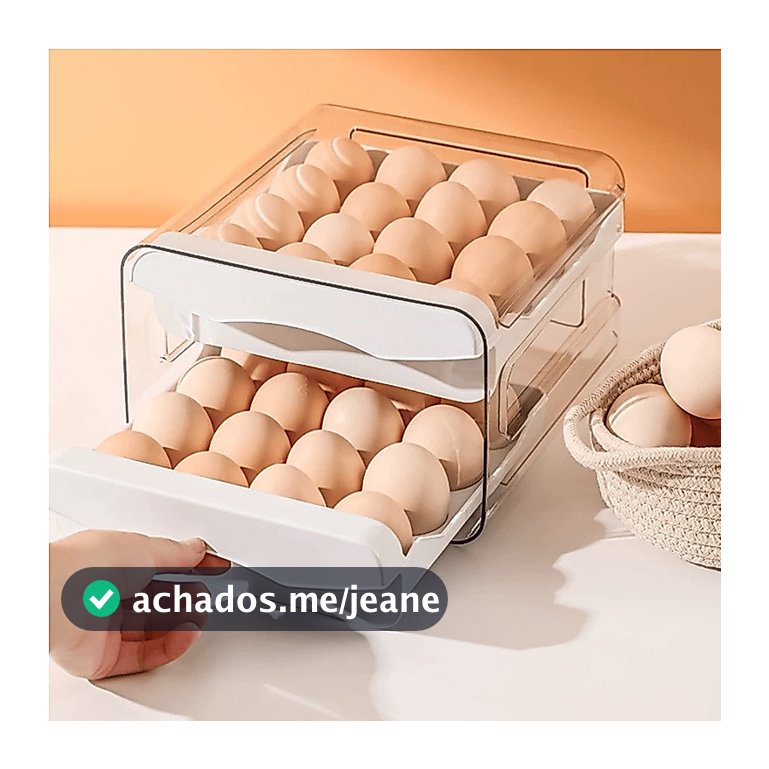 Gaveteiro Duplo em Plástico Tipo Porta 32 Ovos  para Cozinha Geladeira