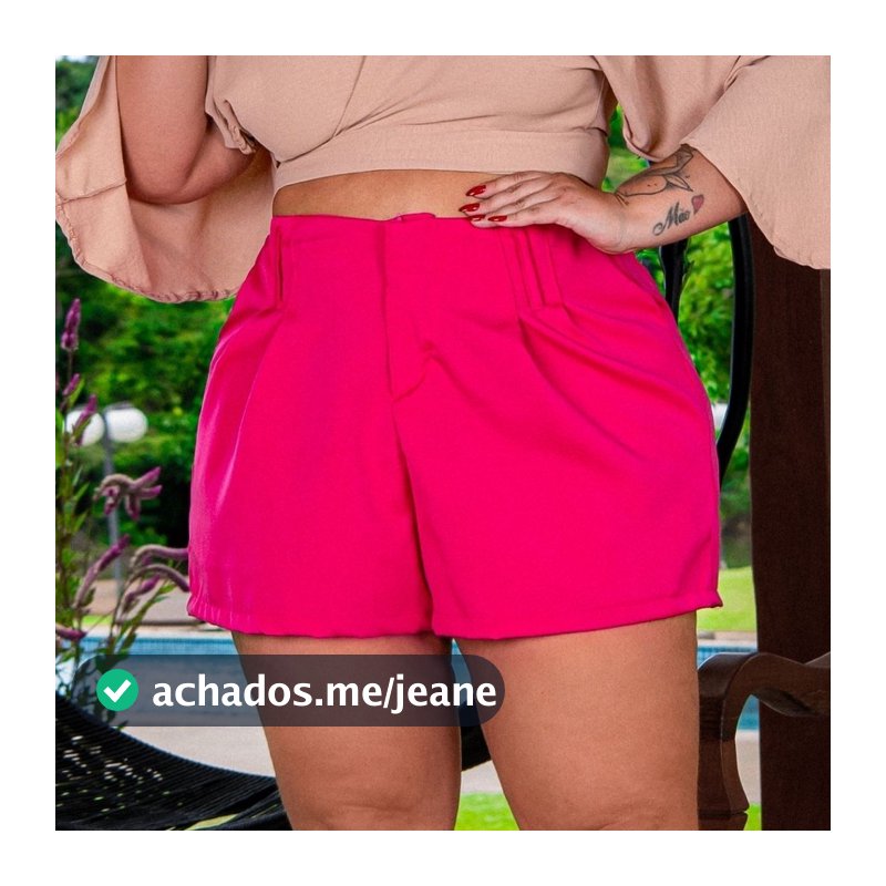 Shorts Bermuda Tecido Plus Size em Tecido Confortável e Elegante Sem o Cinto
