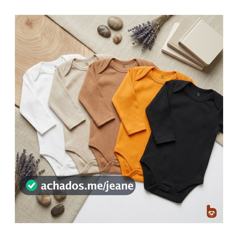Kit Body Liso Bebê Neutro 5 Peças Manga Longa Inverno 100% Algodão.