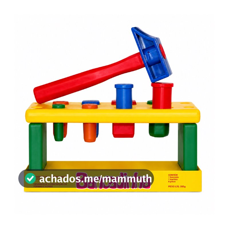 Brinquedo Educativo Para Bebê Bancadinha c/ Pinos e Martelo