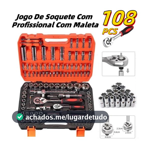 Jogo Caixa De Ferramentas Chave Soquete 22/94/108 Peças Multi Funções
