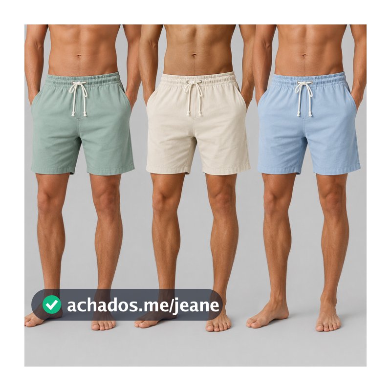 Kit 3 Shorts Masculino Bermuda Linho Verão Envio Imediato Confortável Leve Praia